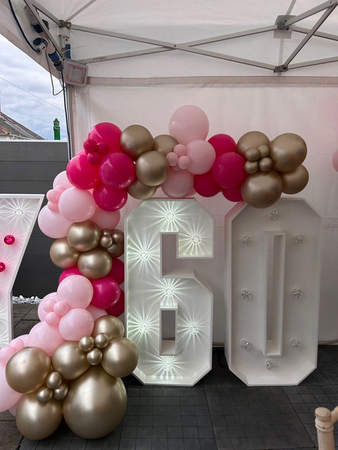 LED numbers with balloon garland